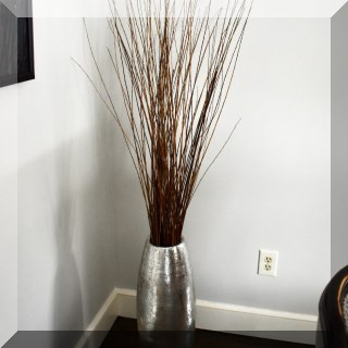 D65. Pier 1 metallic painted pottery vase with sticks 62”h - $65